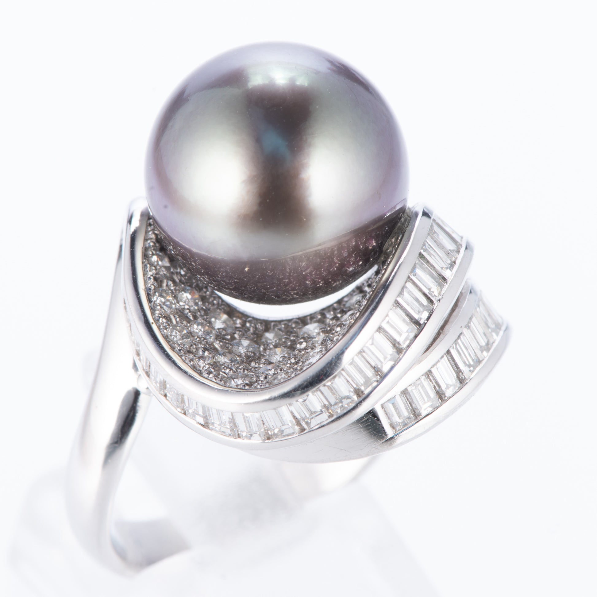 タヒチパールxダイヤモンド プラチナリング P: 13mm D: 1.65ct Pt900