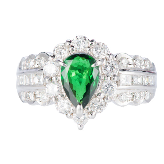 グリーンガーネット×ダイヤリング 1.19ct 正面画像