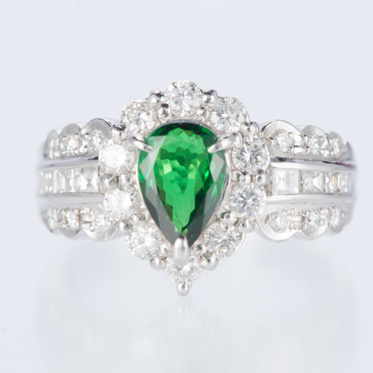 グリーンガーネット×ダイヤモンド プラチナリング GG: 1.19 ct D: 0.90ct Pt900