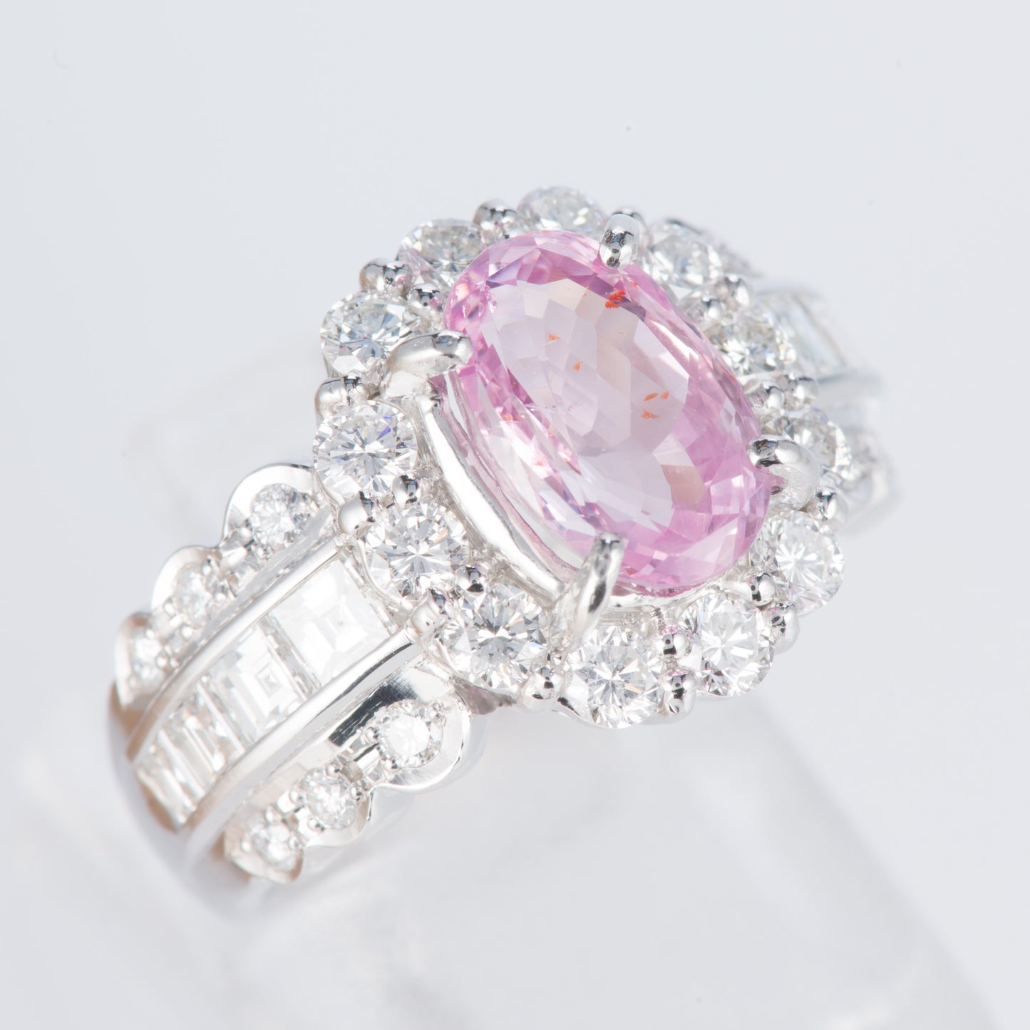 ピンクサファイアxダイヤモンド プラチナリング PS: 2.82 ct D: 1.58ct Pt900
