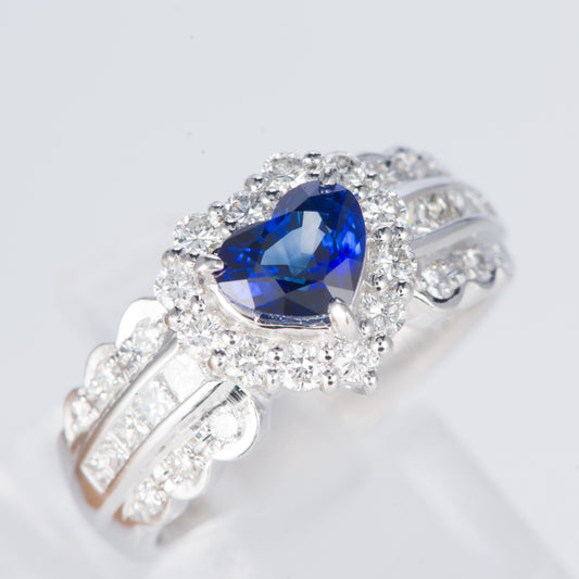 サファイアxダイヤモンド プラチナリング S: 1.07 ct D: 0.73ct Pt900