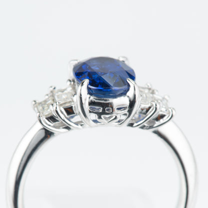 サファイアxダイヤモンド プラチナリング S: 2.05 ct D: 0.36ct Pt900 GIA