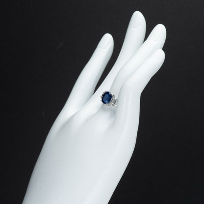 サファイアxダイヤモンド プラチナリング S: 2.05 ct D: 0.36ct Pt900 GIA