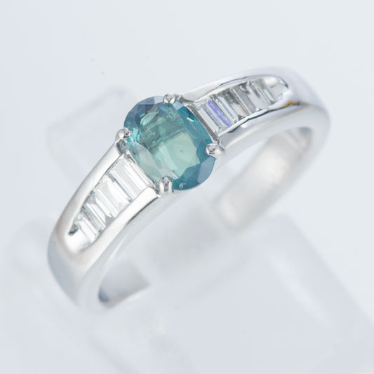 サイドダイヤモンド アレキサンドライトxダイヤモンド プラチナリング Al: 0.62 ct D: 0.28ct Pt900