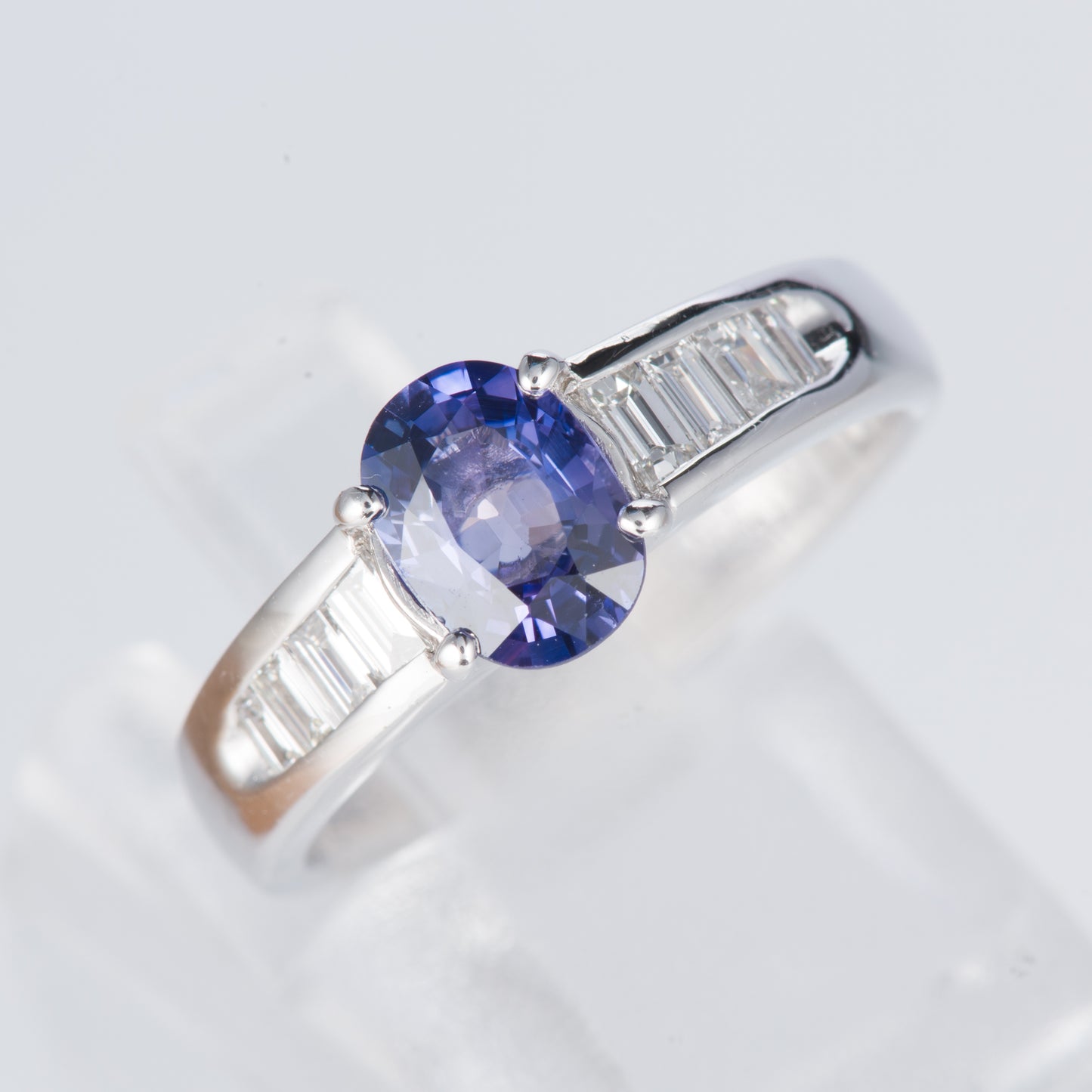 サファイアxダイヤモンド プラチナリング S: 1.08 ct D: 0.3ct Pt900