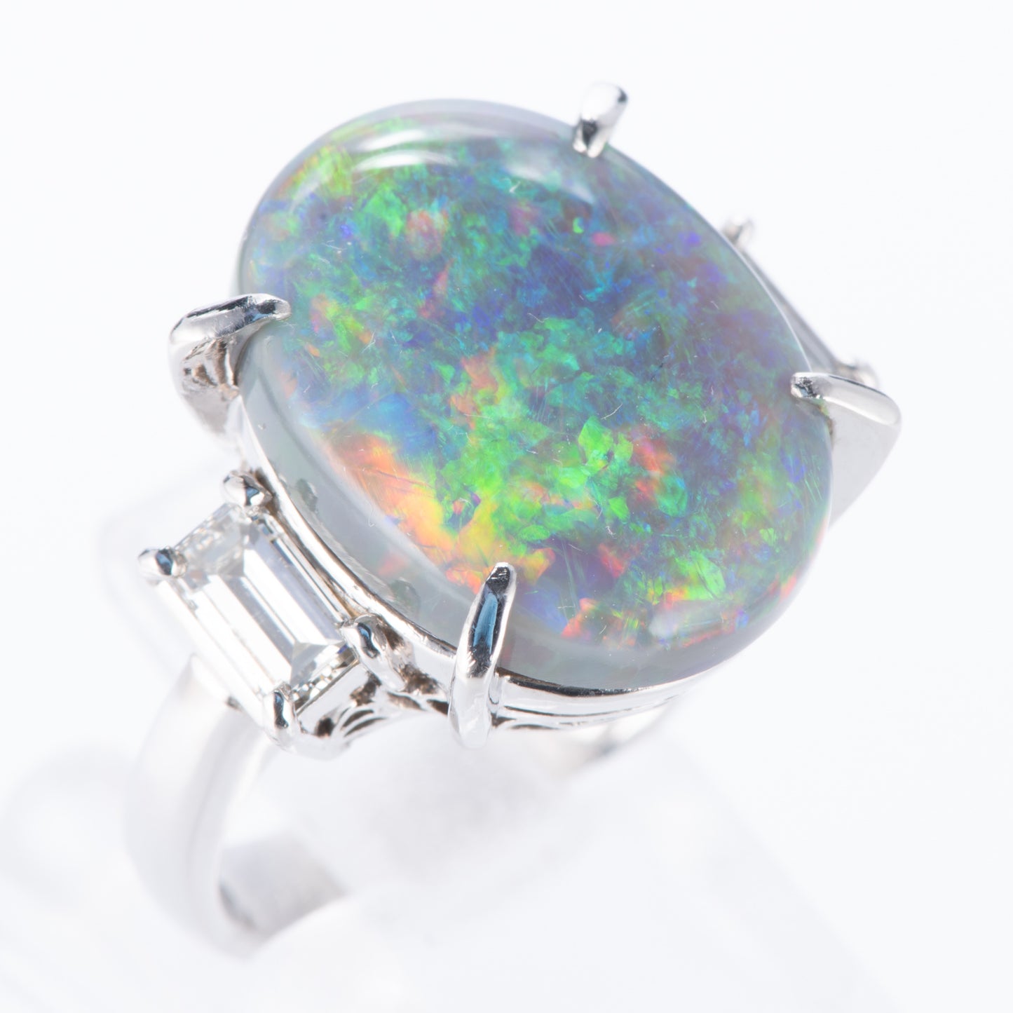 ZUISHO ブラックオパールプラチナリング BO 7.75ct D:0.70ct Pt900