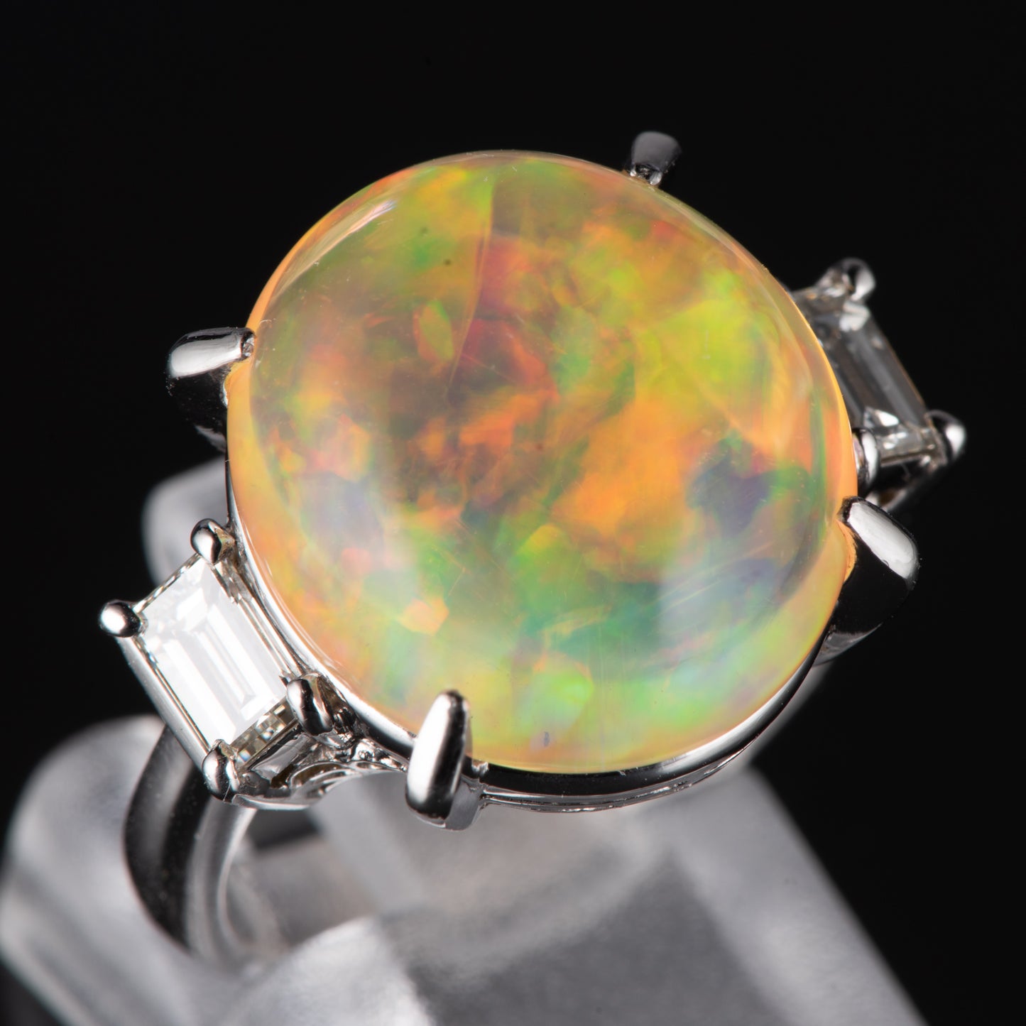 9ct メキシコオパールxダイヤモンドプラチナリング Pt900