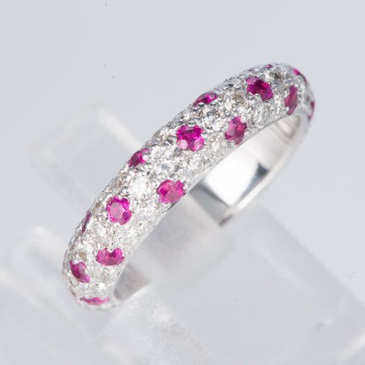 ルビーxダイヤモンド ホワイトゴールドリング R: 1 ct D: 1.25ct K18WG