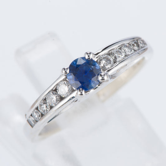サファイアxダイヤモンド ホワイトゴールドリング (S: 0.32 ct D: 0.25ct K18WG)