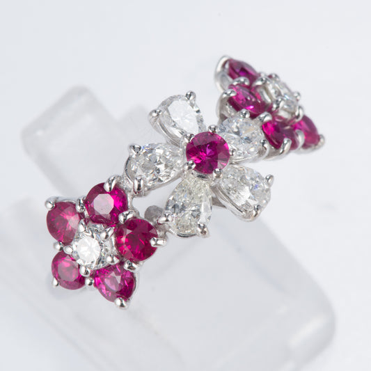 ブルーム ルビーxダイヤモンド ホワイトゴールドリング (R: 1.42 ct D: 1.02ct K18WG)