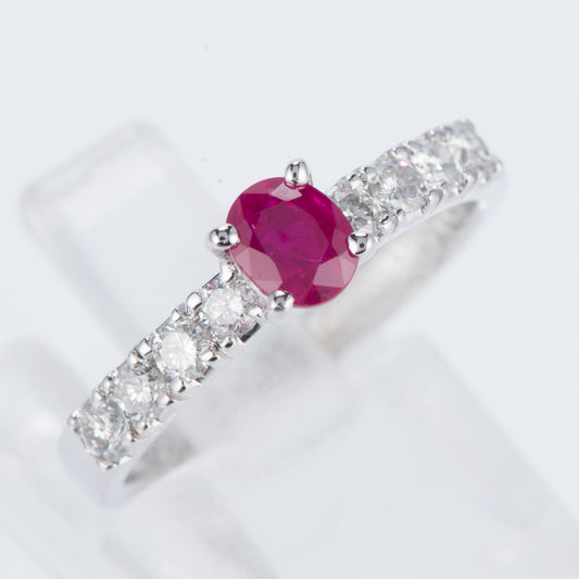 ルビーxダイヤモンド プラチナリング (R: 0.67 ct D: 0.4ct Pt900)
