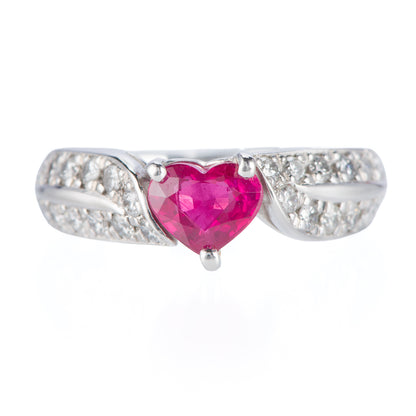 リーフ ルビー×ダイヤモンド プラチナリング R:0.91ct D: 0.58ct Pt900