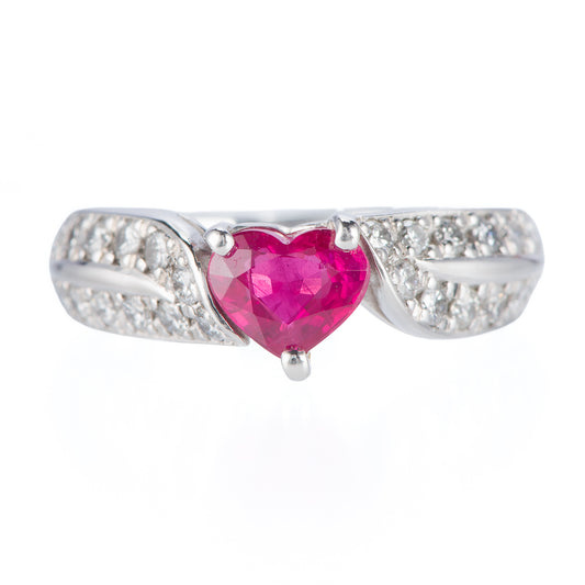 リーフ ルビー×ダイヤモンド プラチナリング R:0.91ct D: 0.58ct Pt900