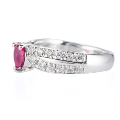 リーフ ルビー×ダイヤモンド プラチナリング R:0.91ct D: 0.58ct Pt900