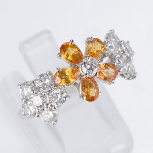 ブルーム イエローサファイアxダイヤモンド ホワイトゴールドリング YS: 1.35 ct D: 1.51ct K18WG