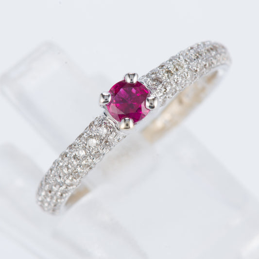 ルビーxダイヤモンド ホワイトゴールドリング (R: 0.2 ct D: 0.42ct K18WG)