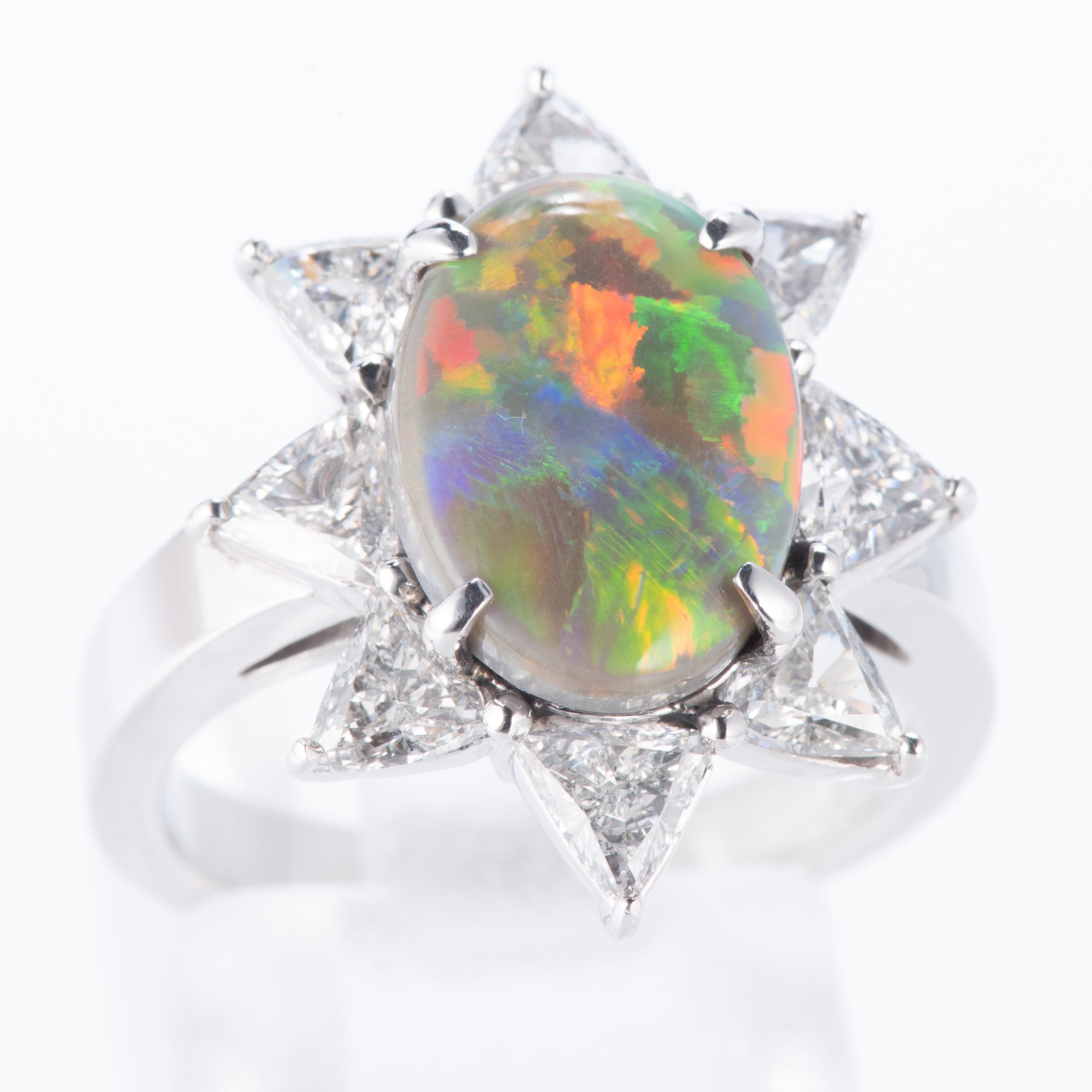 2.87ct セミブラックオパールダイヤモンドプラチナリング – ZUISHO