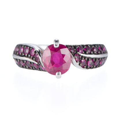 リーフ ルビーホワイトゴールドリング R:1.47ct R: 0.68ct K18WG