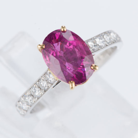 ルビーxダイヤモンド プラチナ/イエローゴールドリング (R: 2.45 ct D: 0.5ct Pt900/YG)