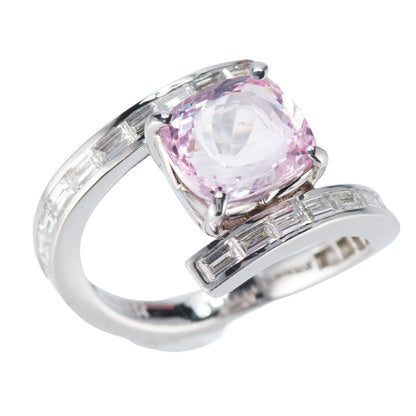 4.43ct ピンクサファイアプラチナリング S:4.43ct D:1.04ct Pt900 GIA