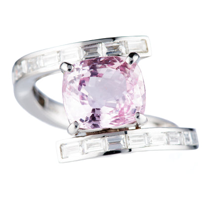 4.43ct ピンクサファイアプラチナリング S:4.43ct D:1.04ct Pt900 GIA