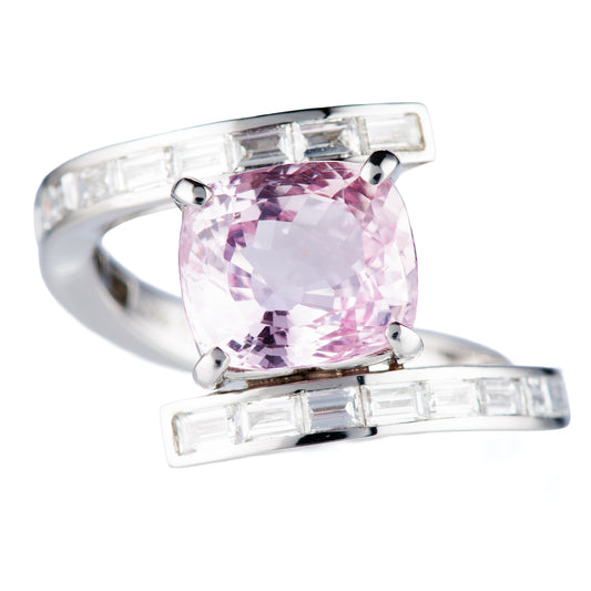 4.43ct ピンクサファイアプラチナリング S:4.43ct D:1.04ct Pt900 GIA