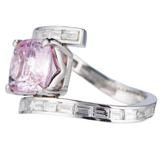 4.43ct ピンクサファイアプラチナリング S:4.43ct D:1.04ct Pt900 GIA