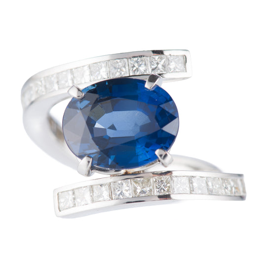 4.84ct ブルーサファイアプラチナリング S:4.84ct D:1.14ct Pt900 GIA