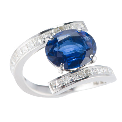 4.39ct ブルーサファイアプラチナリング S:4.39ct D:1.12ct Pt900 GIA