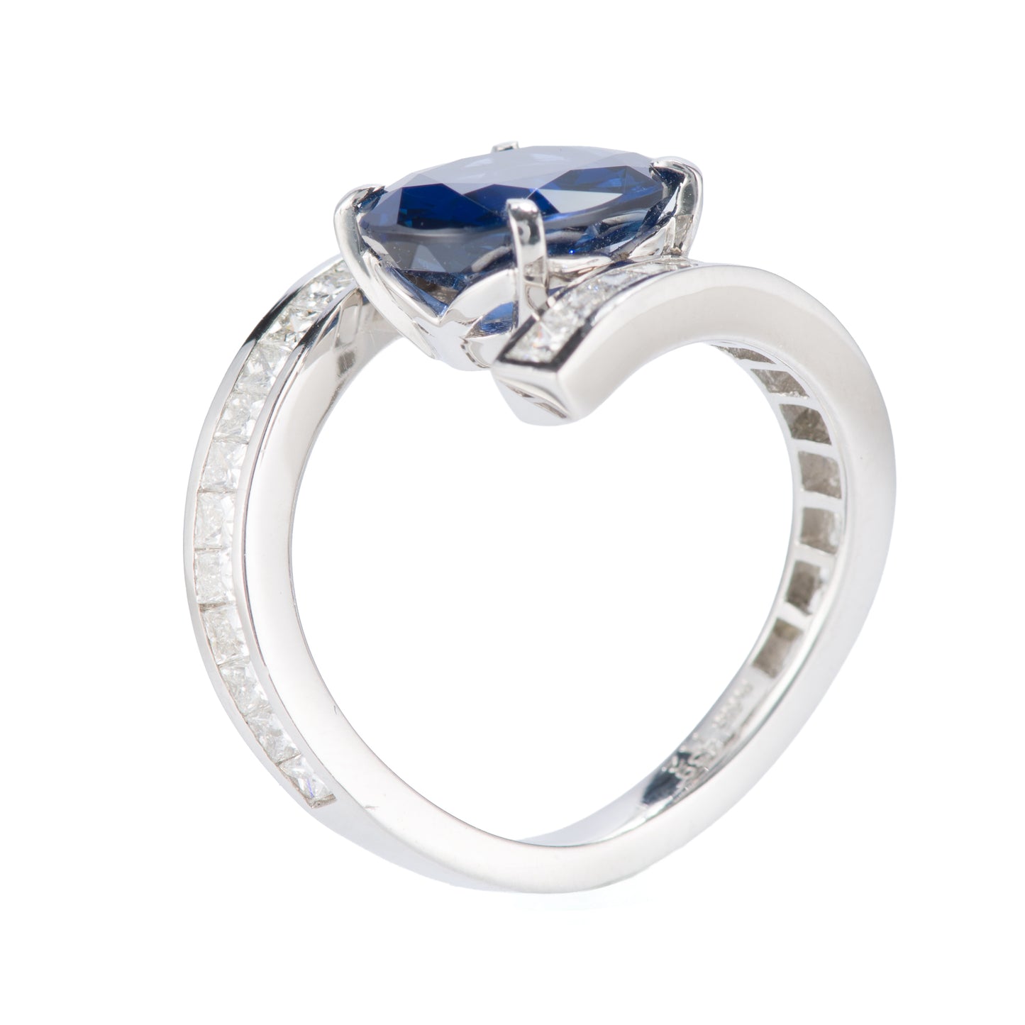 4.39ct ブルーサファイアプラチナリング S:4.39ct D:1.12ct Pt900 GIA