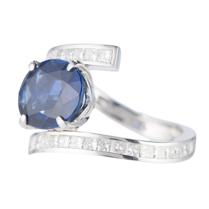 4.39ct ブルーサファイアプラチナリング S:4.39ct D:1.12ct Pt900 GIA