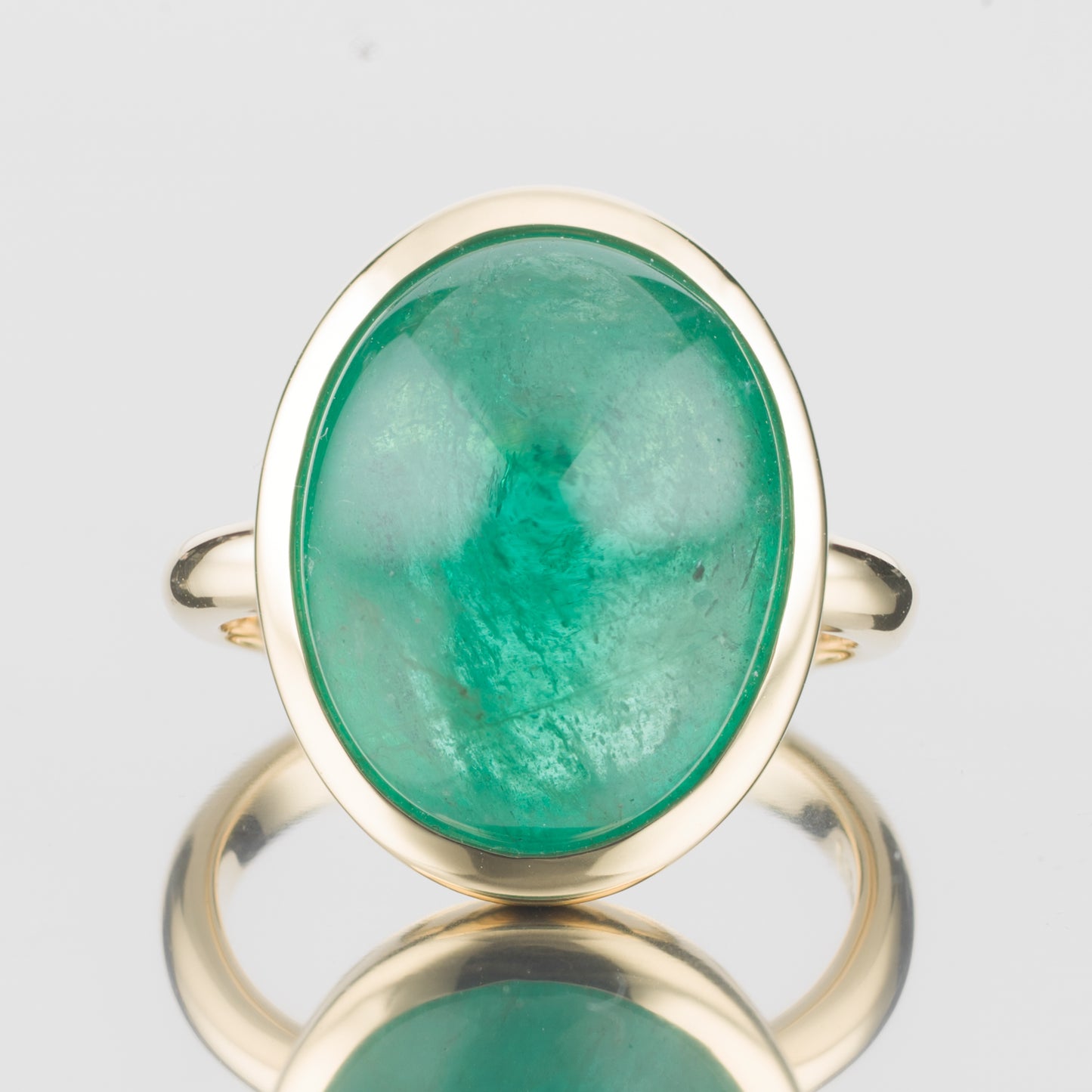 13ct エメラルドカボションイエローゴールドリング(E:13.61ct K18YG)