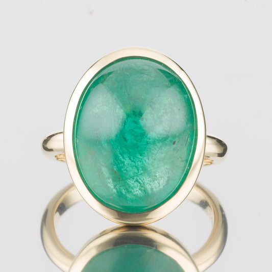 13ct エメラルドカボションイエローゴールドリング(E:13.61ct K18YG)