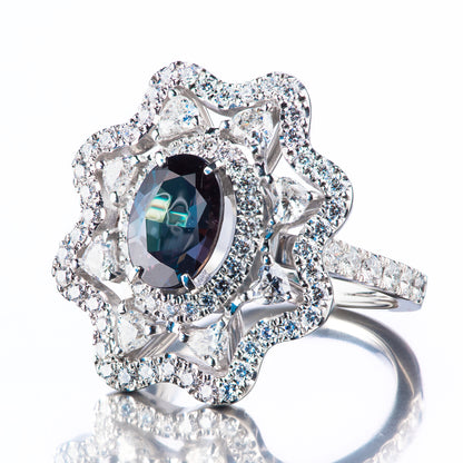 2ct アレキサンドライトxダイヤモンドプラチナ製リング(AL:2.07ct D:1.77ct Pt950) GIA付き