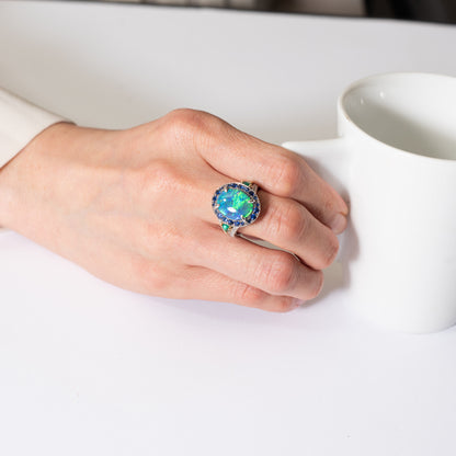 5ct ブラックオパールプラチナリング O:5.41ct E:1.02 S:0.73 D:0.40ct Pt950