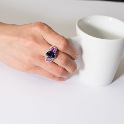 5ct サファイアプラチナリング S:5.18ct PS:1.50 D:0.64ct Pt950