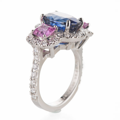 5ct サファイアプラチナリング S:5.18ct PS:1.50 D:0.64ct Pt950