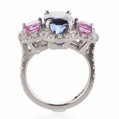 5ct サファイアプラチナリング S:5.18ct PS:1.50 D:0.64ct Pt950