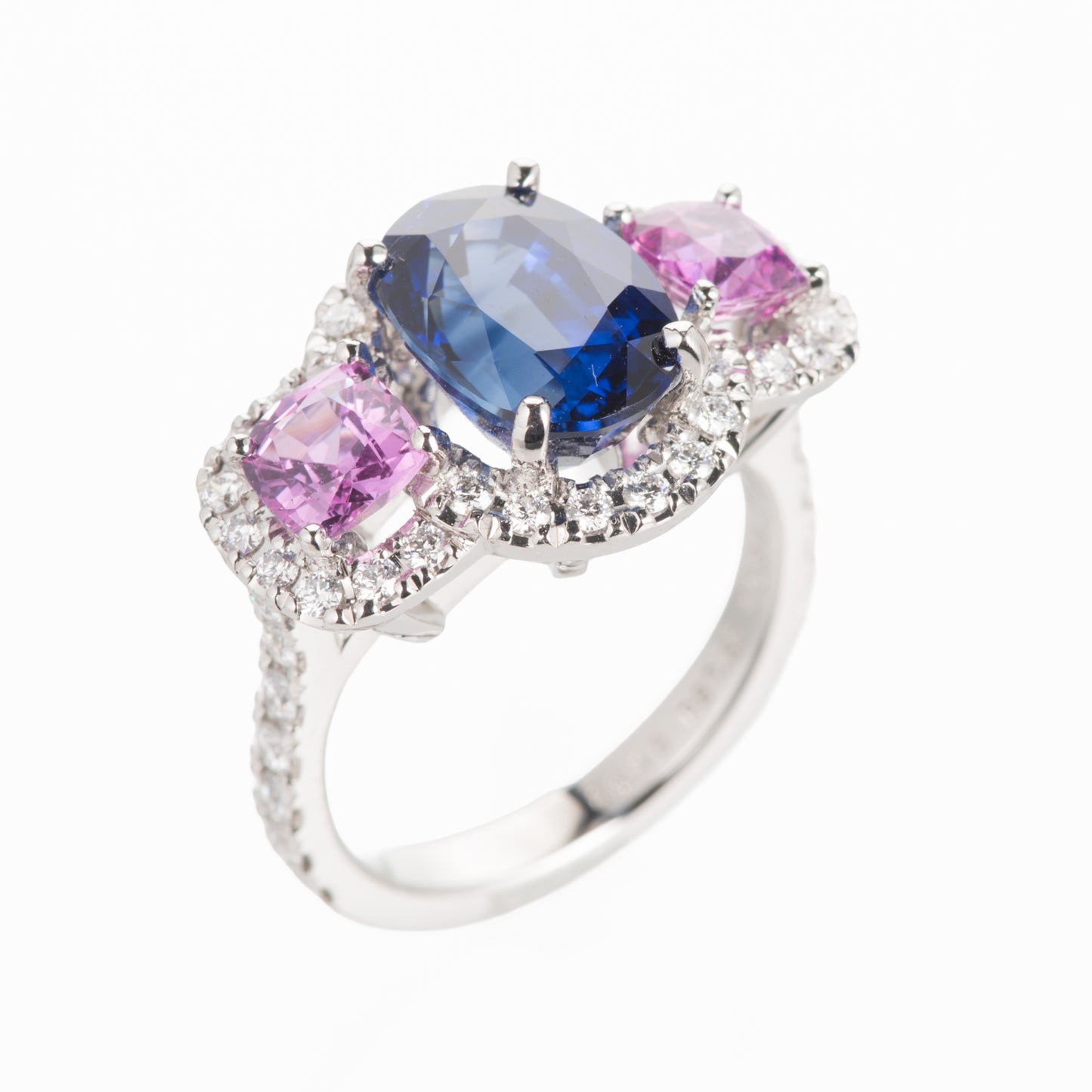 5ct サファイアプラチナリング S:5.18ct PS:1.50 D:0.64ct Pt950