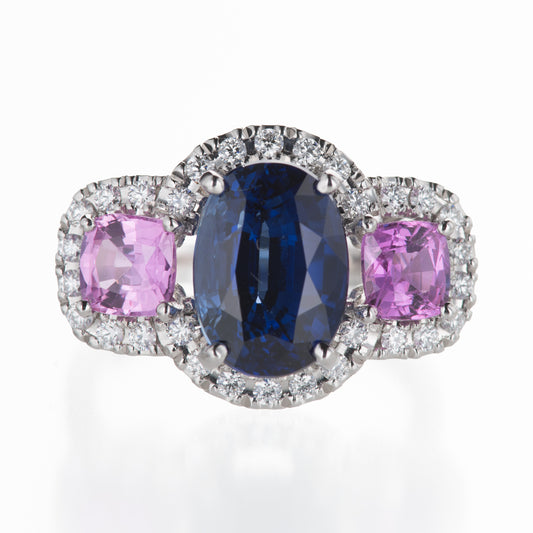 5ct サファイアプラチナリング S:5.18ct PS:1.50 D:0.64ct Pt950