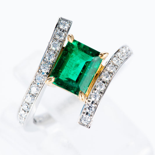 ホールド プラチナ製1.24ctコロンビア産エメラルドリング　GIAレポート付き