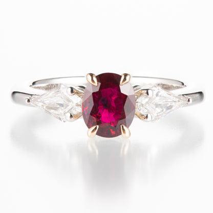 非加熱ビルマ産ルビープラチナリング Pt950/K18YG R:1.02ct D:0.63ct