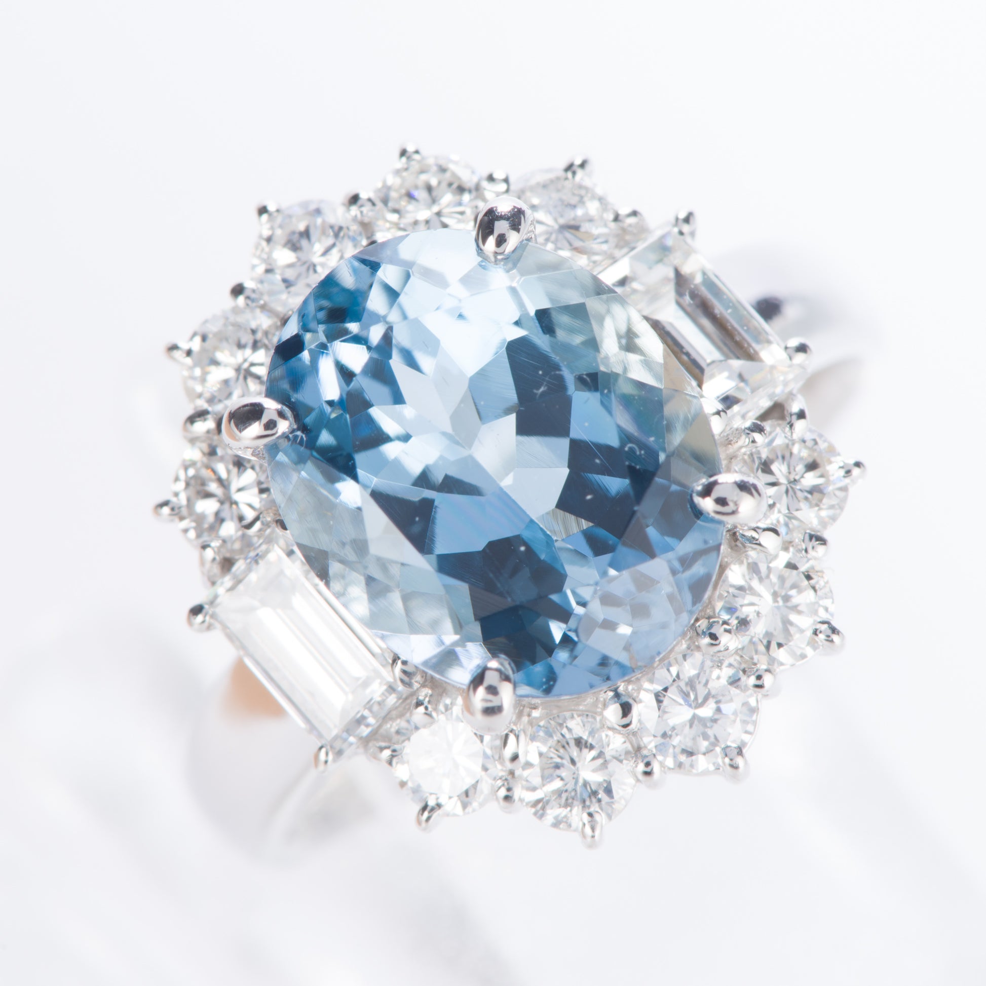 アクアマリンxダイヤモンド プラチナリング Aq: 3.52ct D: 1.29ct Pt900