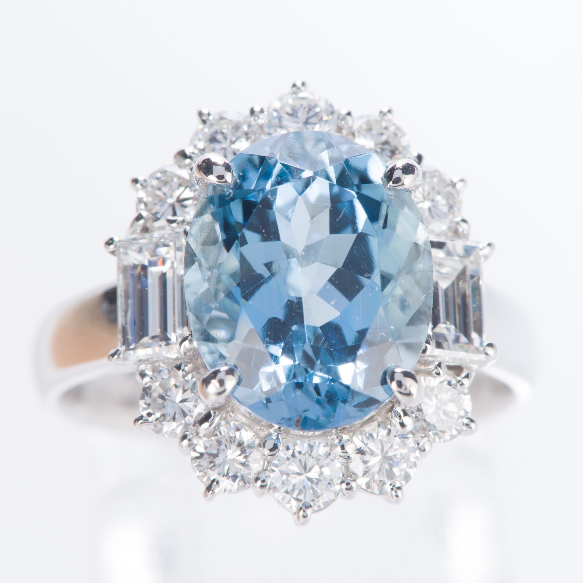 アクアマリンxダイヤモンド プラチナリング Aq: 3.52ct D: 1.29ct Pt900