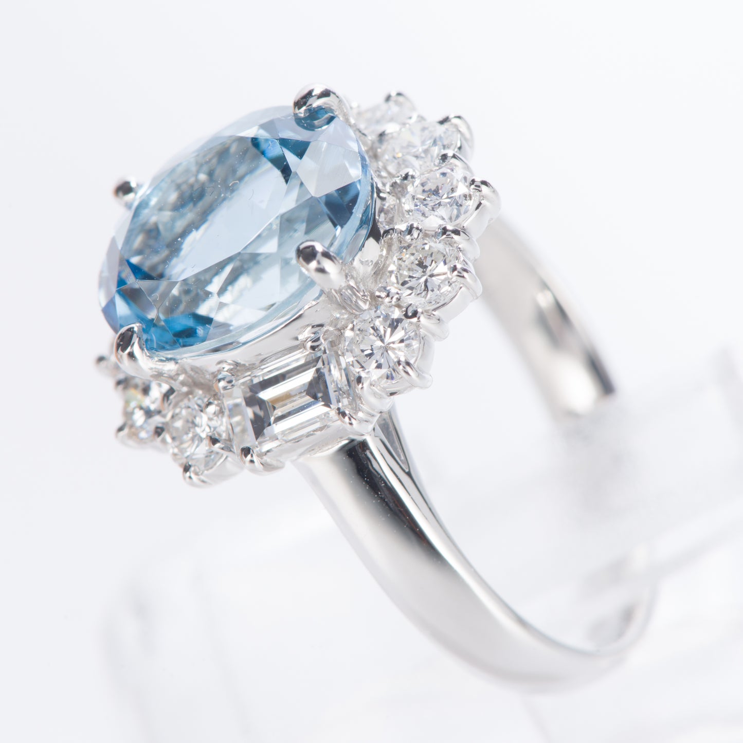 アクアマリンxダイヤモンド プラチナリング Aq: 3.52ct D: 1.29ct Pt900