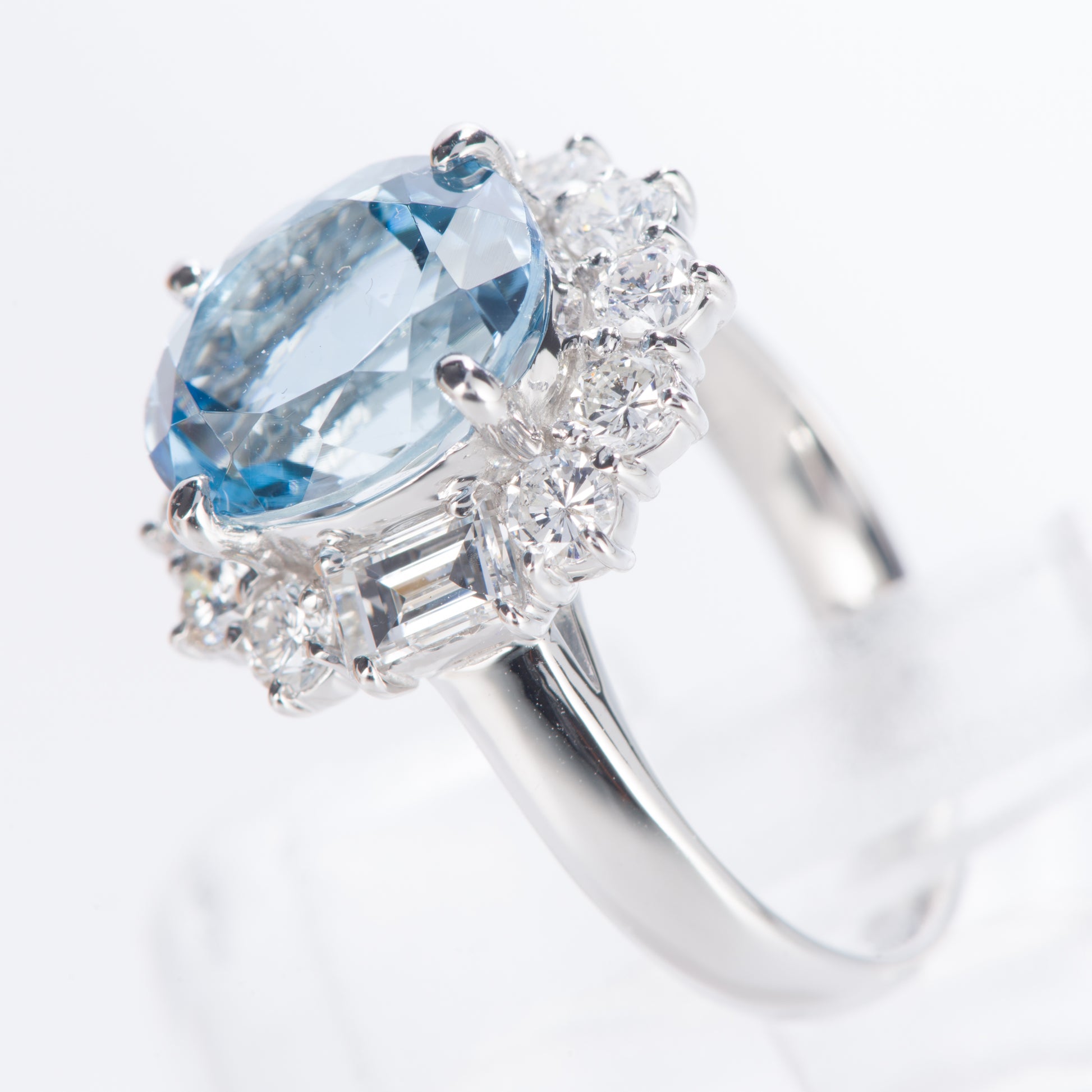 アクアマリンxダイヤモンド プラチナリング Aq: 3.52ct D: 1.29ct Pt900