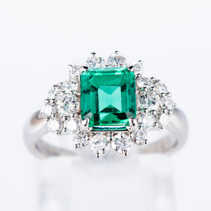 コロンビア産無処理（ノンオイル）エメラルドxダイヤモンド プラチナリング E: 1.22ct D: 0.61ct Pt900