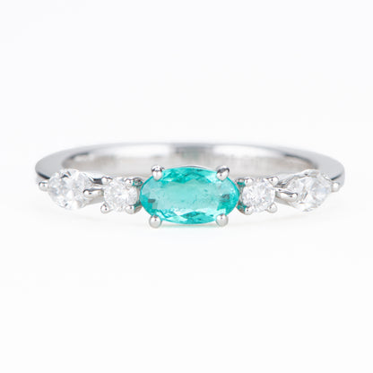 ブラジル産パライバトルマリンxダイヤモンドプラチナ製リング(0.39ct 0.37 Pt950 GIA)