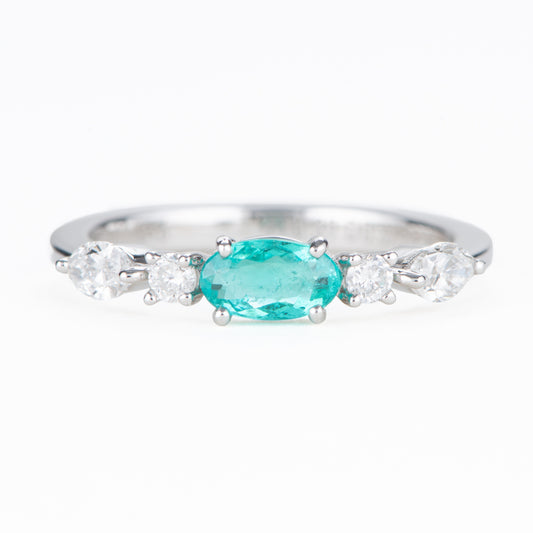 ブラジル産パライバトルマリンxダイヤモンドプラチナ製リング(0.39ct 0.37 Pt950 GIA)