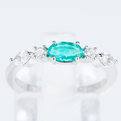 ブラジル産パライバトルマリンxダイヤモンドプラチナ製リング(0.39ct 0.37 Pt950 GIA)